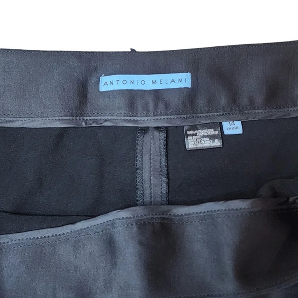 ANTONIO MELANI Satin Black Wide Leg Trousers - Picture 6 of 12